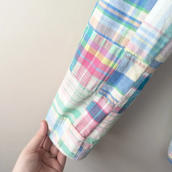 Vintage Ralph Lauren Madras Plaid Pastel Patchwork Blazer - Picture 4 of 13